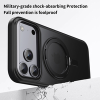 Coque pour iPhone 17 Pro Max avec support magnétique rotatif à 360°, translucide, compatible 17 Air 16 15 14 12 11, anneau métallique, finition mate, antichoc