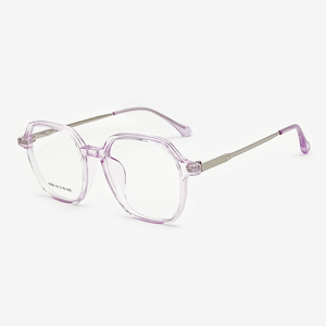 Siêu Nhẹ TR90 + kim loại màu hồng đa giác của phụ nữ Kính mắt Khung chống màu xanh đồng bằng kính 0 diopter toa cận thị khung - Product Image 1