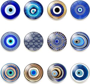 Usine impression personnalisée mauvais œil Souvenir cristal dôme rond cercle de verre aimant de réfrigérateur, aimant de bijoux yeux du diable turc - Product Image 3