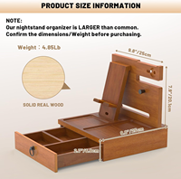 Support de téléphone en bois à monter soi-même avec tiroir, organiseur de table de chevet pour montre, support de téléphone portable en bois