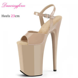 <span class=keywords><strong>Sandali</strong></span> da <span class=keywords><strong>Donna</strong></span> Sexy da 23cm <span class=keywords><strong>Neri</strong></span> e Rossi con Plateau Avvolgente per Nightclub e Feste, Scarpe da Pole Dance Retrò con Punta Aperta da Stripper - Product Image 6