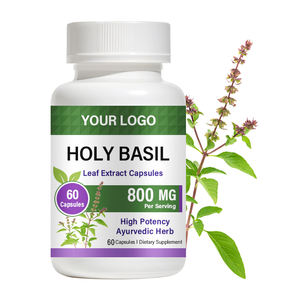 Capsules de feuilles de <span class=keywords><strong>basilic</strong></span> sacré véganes - Extrait de feuilles de <span class=keywords><strong>basilic</strong></span> Tulsi pour adultes, soutien antioxydant, santé mentale et bien-être immunitaire - Product Image 1
