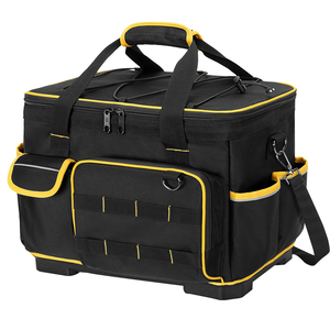 16-inch Waterproof <b>Tool</b> <b>Bag</b> with Hard Bottom Detachable Divider Heavy Duty <b>Tool</b> <b>Tote</b> with Multiple Pockets OEM Available Black - Product Image 1