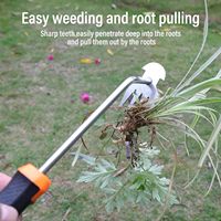 Râteau de désherbage de jardin en acier inoxydable avec dents aiguisées, manche ergonomique, respectueux de l'environnement pour l'élimination des mauvaises herbes et l'aération du sol