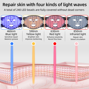 <span class=keywords><strong>Masque</strong></span> facial en silicone amélioré 510K le plus vendu : 240 LED pour thérapie par lumière rouge et bleue pour le rajeunissement facial à domicile (avec cache-yeux) - Product Image 2