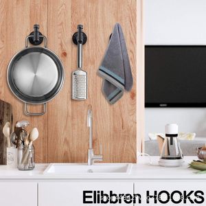 Industrial Style Wall Mounted Coat <b>Rack</b> Black Heavy Duty Round Hook For Farmhouse Decor - Product Image 5