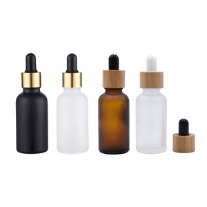 Tùy Chỉnh <span class=keywords><strong>5Ml</strong></span> <span class=keywords><strong>10Ml</strong></span> 15Ml 30Ml 50Ml 100Ml Trang Trí Matte Màu Đen Frosted Thủy Tinh Huyết Thanh Tinh Dầu Chai Nhỏ Giọt Với Nắp Tre - Product Image 3