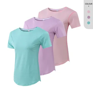 짧은 소매 T 셔츠 여성 여름 캐주얼 착용 피트니스 조깅 활성 셔츠 운동 셔츠