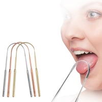 Raspador de lengua de rosa de acero inoxidable y cobre, producto de higiene bucal multiusos para eliminar el mal aliento y el cuidado bucal