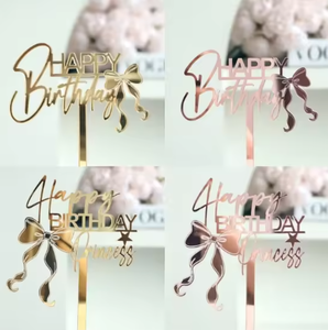 La dernière décoration de gâteau d'anniversaire en acrylique style Ins, nœud de princesse, accessoire pour gâteau d'anniversaire - Product Image 2