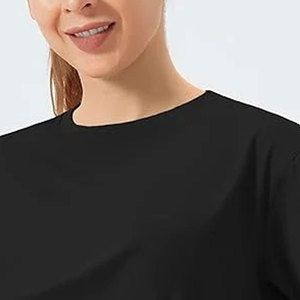 T-shirt court pour femme, uni, à manches courtes, décontracté, tendance, pour les activités quotidiennes, personnalisable, couleur unie - Product Image 2