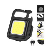 Senter LED Mini Portabel USB, lampu kerja dapat diisi ulang 800 Lumens terang gantungan kunci kecil lentera saku untuk luar ruangan