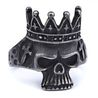 Bague démon gothique punk lourd pour homme Crâne satanique Longues cornes Cadeau de fiançailles de mariage gothique classique Grand Halloween lourd