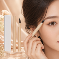 Pensil Alis 4 Titik Tahan Lama Tahan Air, Pemangkas Microblading, Lilin, Pena, Wadah, Label Pribadi, Kustom untuk Wanita