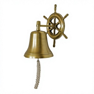 Campana Antigua de Latón con Rueda de Barco para Montar en la Pared, Campanas de Lujo para Decoración del Hogar, Accesorios para Bodas, Campana Personalizada, Artesanía en Metal - Product Image 1