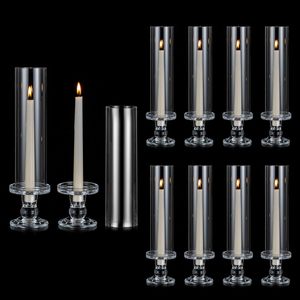 Ensemble de 10 bougeoirs <span class=keywords><strong>en</strong></span> verre coupe-vent sans fond pour décoration de table de mariage, de Noël et de fêtes, pour bougies coniques - Product Image 2