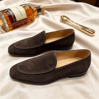 Mocassins de luxe pour hommes en daim marron foncé, chaussures habillées formelles pour hommes, chaussures à enfiler pour gentlemen