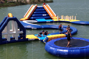 Proyek desain baru Pvc 0.9mm perlengkapan Taman Aqua pulau mengambang komersial permainan taman air laut tiup mengapung pantai - Product Image 6