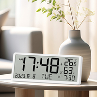 Kreative LCD Digitale Multifunktionale Wanduhr Kalender Hygrometer Geräuschloser Wecker Modernes Minimalistisches Design Kunststoff Batteriebetrieben
