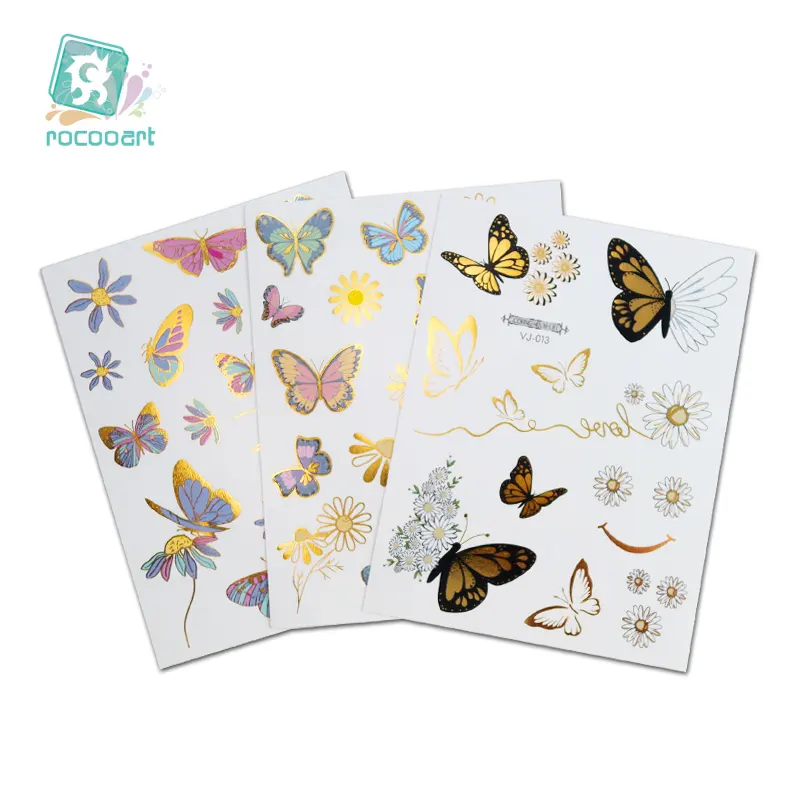 Neue Schmetterlings party bevorzugt Metallic Flash Tattoos für Kinder Damen 3D Tattoos Bunte Körper kunst Temporäre Tattoos für Mädchen