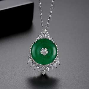 Luoteemi Chinese Ontwerp Luxe Jade Vrouwen Hanger Ketting 40 + 5 Cm Rhodium Plated Ketting Kettingen - Product Image 4