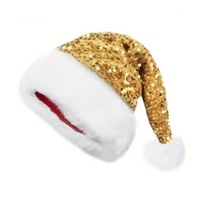 Gorro de Santa Claus para Fiesta de Navidad, Ajustable, con Adorno de Lentejuelas Reversibles Multicolores de Alta Calidad y Atractivo Diseño