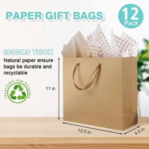 Premium Recyclable Kraft Paper Gift Bags <b>Ribbon</b> Handle Reusable for Wedding Birthday Parties Customizable Flexographic Printing - Product Image 2