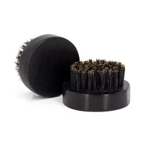 Manufacturer Supplier 2024 New Custom Logo Black Wooden Round Boar Bristle Beard Brush For Men