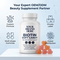 Gummies à la saveur de fruits à la biotine, produits de beauté, soins des cheveux et des ongles, complément alimentaire pour adultes, 60 unités, vente en gros OEM