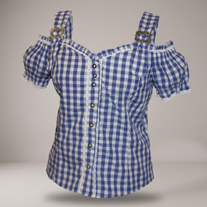 Costume de blouse bavaroise bleue pour femmes, tenue de fête Oktoberfest allemande suisse, déguisement fantaisie (bavaria Trachten Medier) - Product Image 3