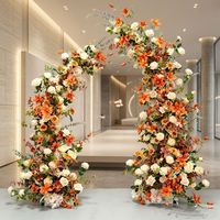 Ensemble d'arrangements floraux artificiels en corne orange chaud pour arche de mariage, toile de fond florale pour scène extérieure, fête et décoration d'événements