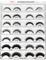 QK12 faux cils et outils 3d faux vison 10mm C D boucle volume bande cils avec plateau russe bande cils
