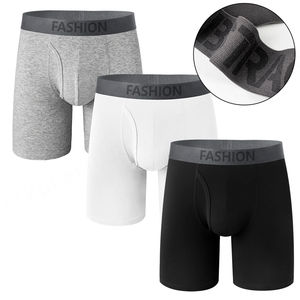 Calzoncillos bóxer para hombre, suministro directo de fábrica, cintura elástica de talla grande, pierna larga, básica, para hombre, logotipo láser personalizado, ropa interior de algodón para hombre - Product Image 1