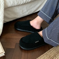 XIXITIAO Pantuflas de Algodón Afelpado con Diseño de Rombo Retro de Lujo Minimalista para Hombre, Pantuflas de Invierno Antideslizantes y Cálidas para el Hogar