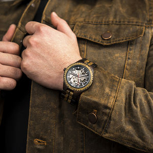 Montres Résistantes à l'Eau pour Hommes, <span class=keywords><strong>Montre</strong></span> <span class=keywords><strong>Automatique</strong></span> en Bois avec Logo Personnalisé et Votre Marque - Product Image 2