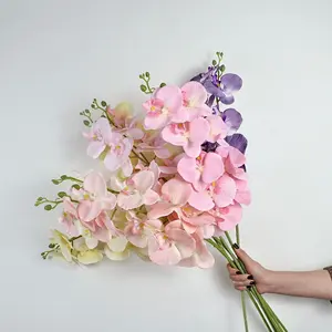 Оптовая продажа, 9 головок, большие Искусственные бабочки, орхидеи, Настоящие Орхидеи, латексные декоративные цветы