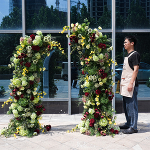 New Wedding Trend Silk Green red Flowers Arrangement <b>Hydrangea</b> Flower Arch Event Home Party Decoration - Product Image 1