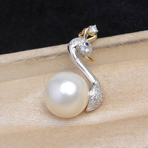 Wenchi S925 Silver Empty Baroque Pendant Holder DIY Accessory for Pearl <b>Jewelry</b> 13491 Heart <b>Swan</b> Pendant China - Product Image 1