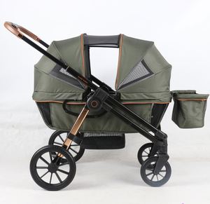 Poussette pliable pour jumeaux de 3 ans, avec cadre en acier inoxydable personnalisé, haute position - Product Image 1