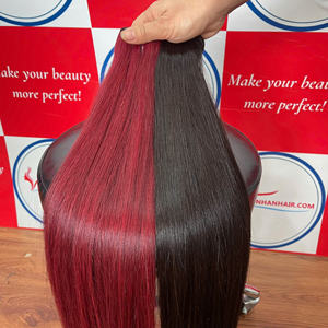 Extensiones de Cabello Humano Vietnamita Color Borgoña Liso, Cabello en Trama 100% Humano Vietnamita de Alta Calidad - Product Image 5