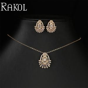 RAKOL SP3506 collier pendentif en forme de fleur de zircone en forme de pied mignon ensemble de bijoux pour femmes - Product Image 1