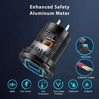 Chargeur de voiture USB-C PD 100W amélioré, prise QC3.0 18W en alliage d'aluminium, charge rapide CC 12V-24V, prise USB pour camping-car, bateau, camion