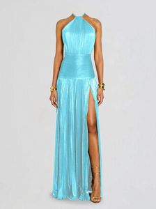 Abito Elegante da Donna Estate 2025, Vestito Lungo Senza Spalline con Dettagli a Contrasto e Allacciatura, Senza Maniche per Casual e Feste - Product Image 5