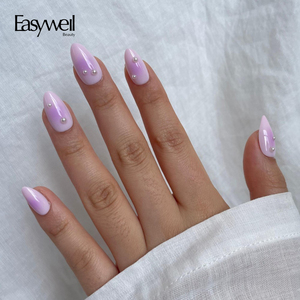 Faux ongles en forme d'amande courts de luxe Easywell avec emballage personnalisé, en acrylique, faits à la main, en gel souple, à presser, de haute qualité - Product Image 2