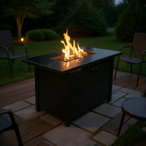 Brasero Rectangular de Metal de 43 Pulgadas, Bioetanol, Calefacción para Exteriores, Diseño Moderno con Vidrio para Chimenea - Product Image 2