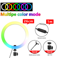 Anneau lumineux LED RGB de 10 pouces avec trépied, lumière de studio photographique circulaire pour selfie, idéal pour les diffusions en direct sur YouTube