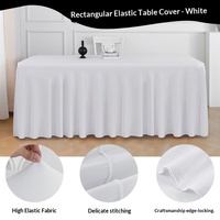 Housse de table carrée en polyester épaissi anti-poussière avec élastique, blanche, pour événements et mariages, rectangulaire