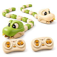 Jouet Serpent Télécommandé 2.4GHZ, Serpents RC pour Bataille à 2 Joueurs, Serpents Gourmands Magnétiques Mangeant des Blocs, Jeu Portable pour Enfants
