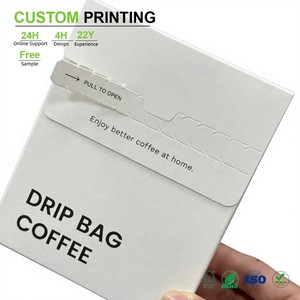 Boîte personnalisée pour café en sachet filtre, vente en gros, carton blanc minimaliste à fermeture éclair, pour emballage de sachets filtrants de torréfaction en vrac - Product Image 1