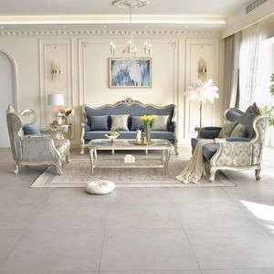 Juego de Sala de Estar de Lujo Estilo Francés, Americano y Europeo, Sofá de Alta Gama con Madera Tallada y Tapicería de Terciopelo, Personalizado para Villas - Product Image 2